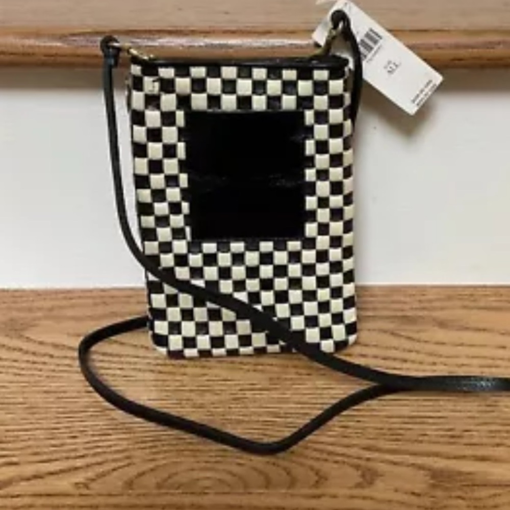 Clare V Poche Black and White Checkered Bag